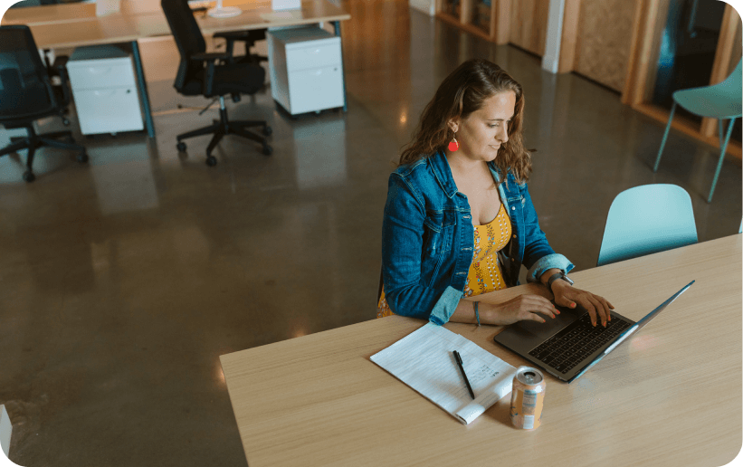 User working at a desk