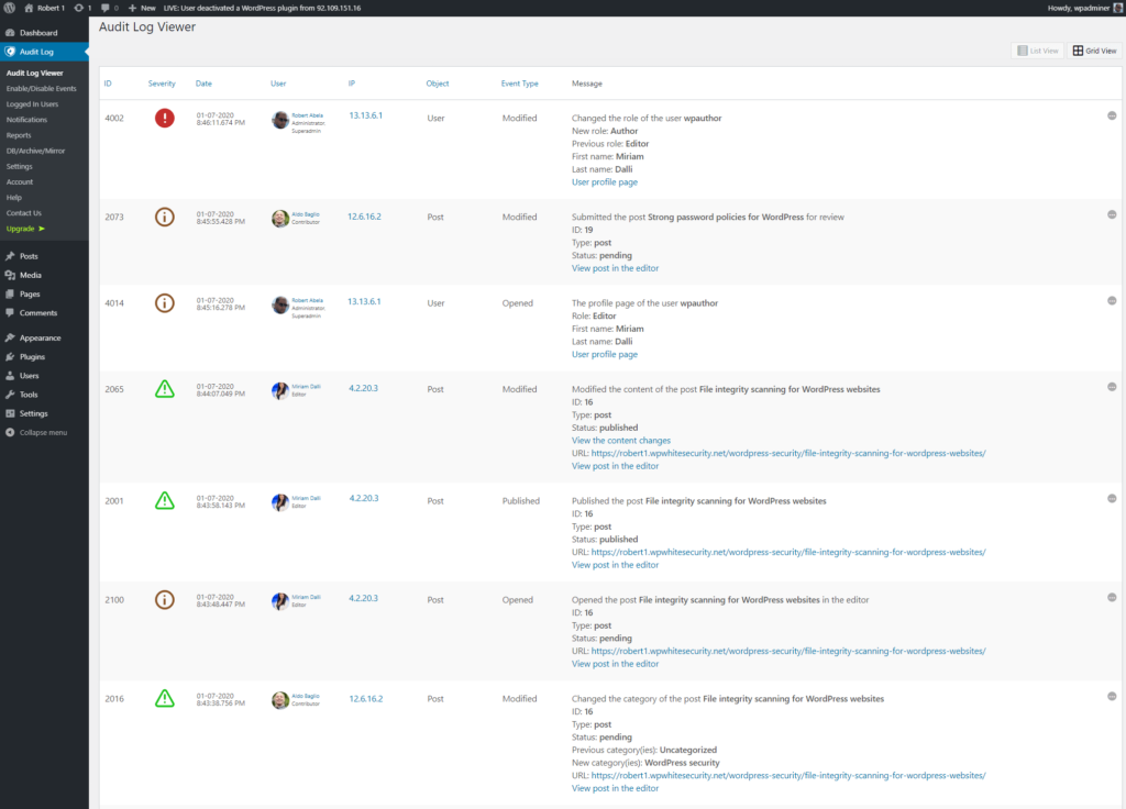 WP Activity Log